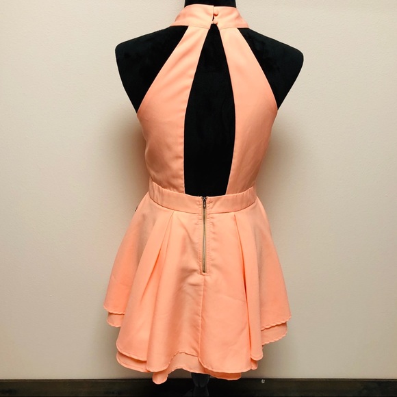 NEW Lulu’s Peach Skater Dress Medium - Picture 5 of 8